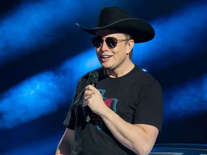 Tesla CEO Elon Musk at the company's Cyber ​​Rodeo event in Austin, Texas.