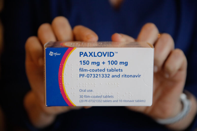 A box of Paxlovid, Pfizer's antiviral drug.