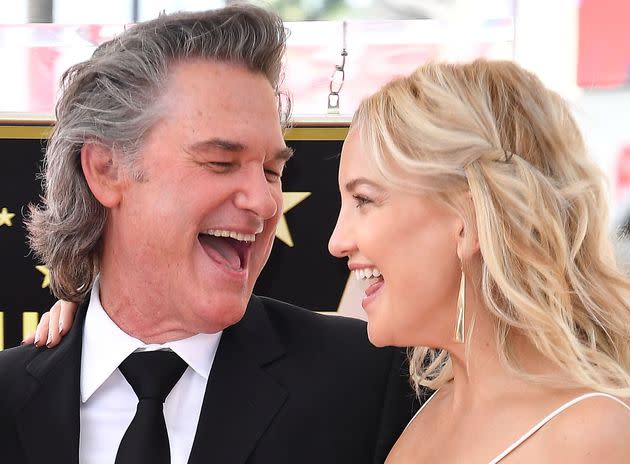 Kate Hudson and Kurt Russell pose together at his Hollywood Walk of Fame ceremony.  (Photo: Steve Granitz via Getty Images)