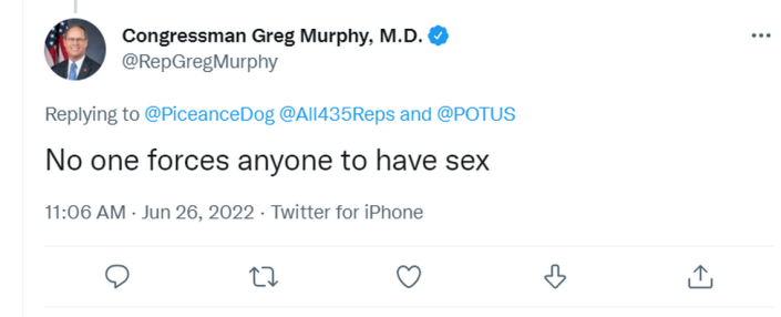 A screenshot of a now-deleted tweet from U.S. Representative Greg Murphy (RN.C.).