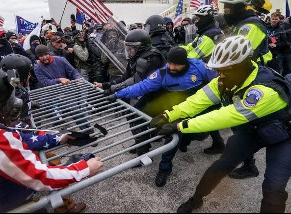 A scene from the January 6, 2021 riots at the US Capitol when it was stormed by protesters.