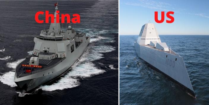 The Type 055 and the USS Zumwalt.