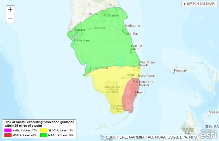 Flash flooding is possible as a tropical system moves through Florida.