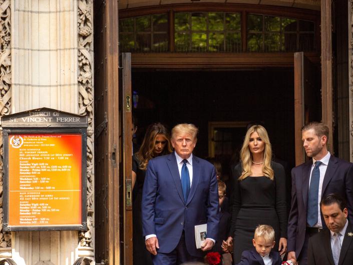 Donald Trump next to Ivanka Trump in front of a church.