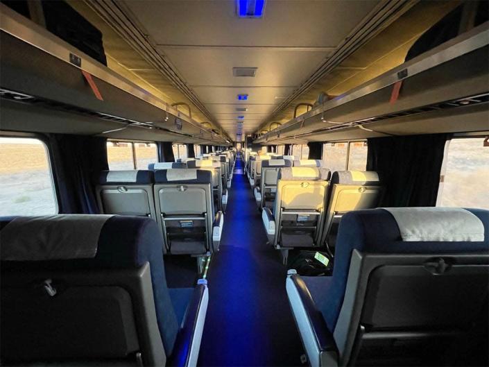 inside of the Texas Eagle train