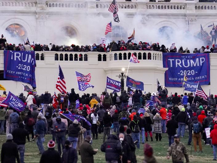 In this Jan. 6, 2021 truce, rioters who support President Donald Trump storm the Capitol in Washington.