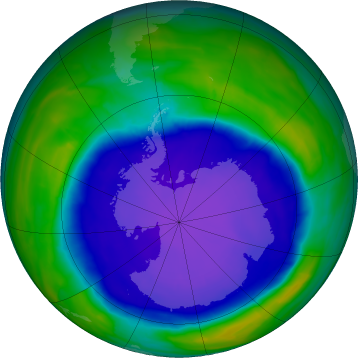 Image of the Earth with a blue area over Antarctica.