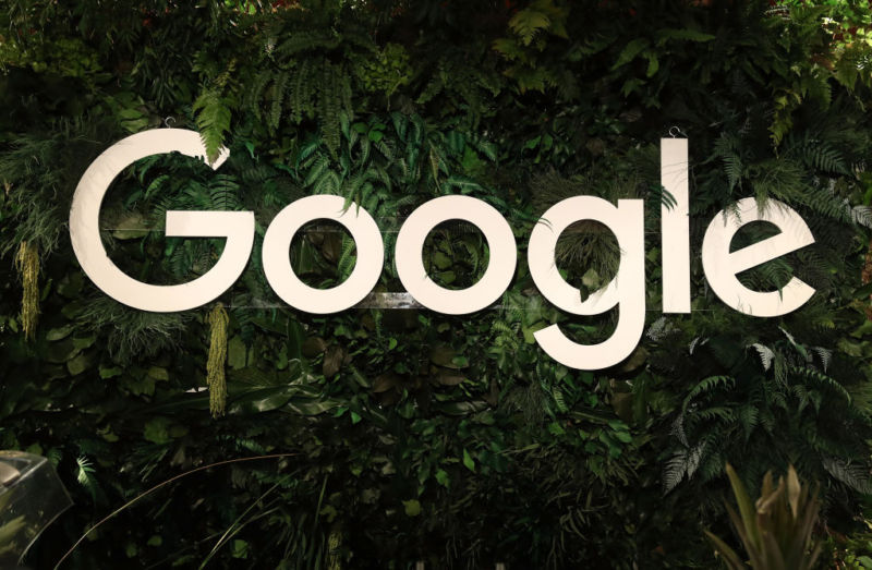 A large Google logo appears among the foliage.