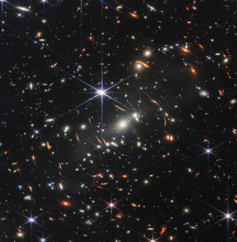 Image of galaxy cluster SMACS 0723, known as Webb's first deep field image.