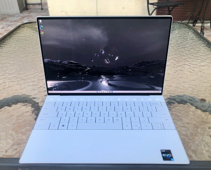 Dell XPS 13 Plus open, facing forward