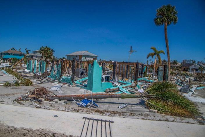 Devastating scenes along Estero Boulevard in Fort Myers Beach, two days after Hurricane Ian hit Florida's west coast as a Category 4 storm.