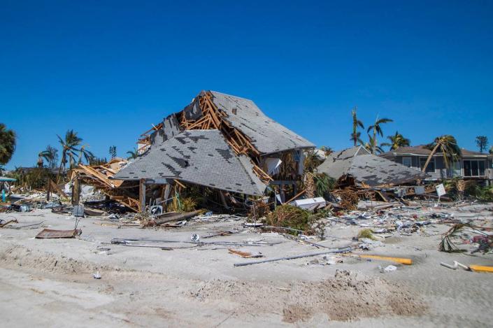 Devastating scenes along Estero Boulevard in Fort Myers Beach, two days after Hurricane Ian hit Florida's west coast as a Category 4 storm.