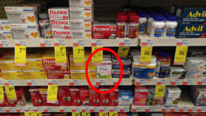 A homeopathic product lurking on a CVS shelf next to real medicines.