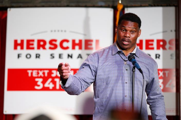 US Senate Republican candidate Herschel Walker speaks at a rally in Athens, Georgia, in May.