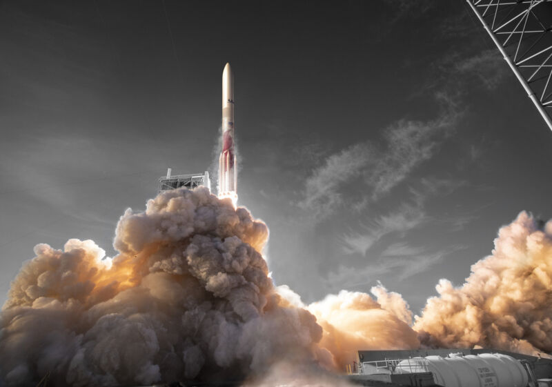 Vulcan Centaur, United Launch Alliance's next-generation rocket, takes off in this artistic rendering.