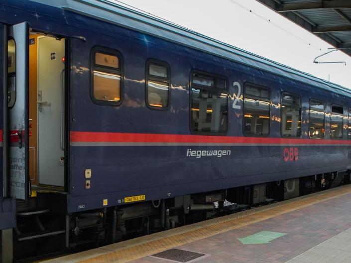 A train carriage on the Nightjet