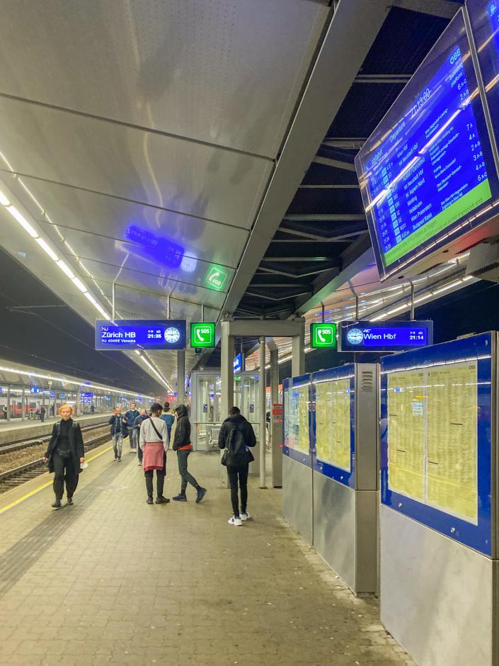 Platform where the train departs in Austria