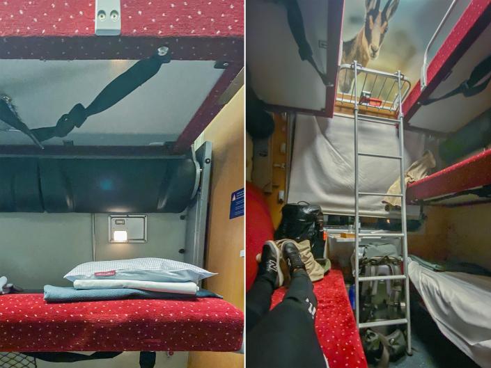 Bunk beds in the Nightjet train