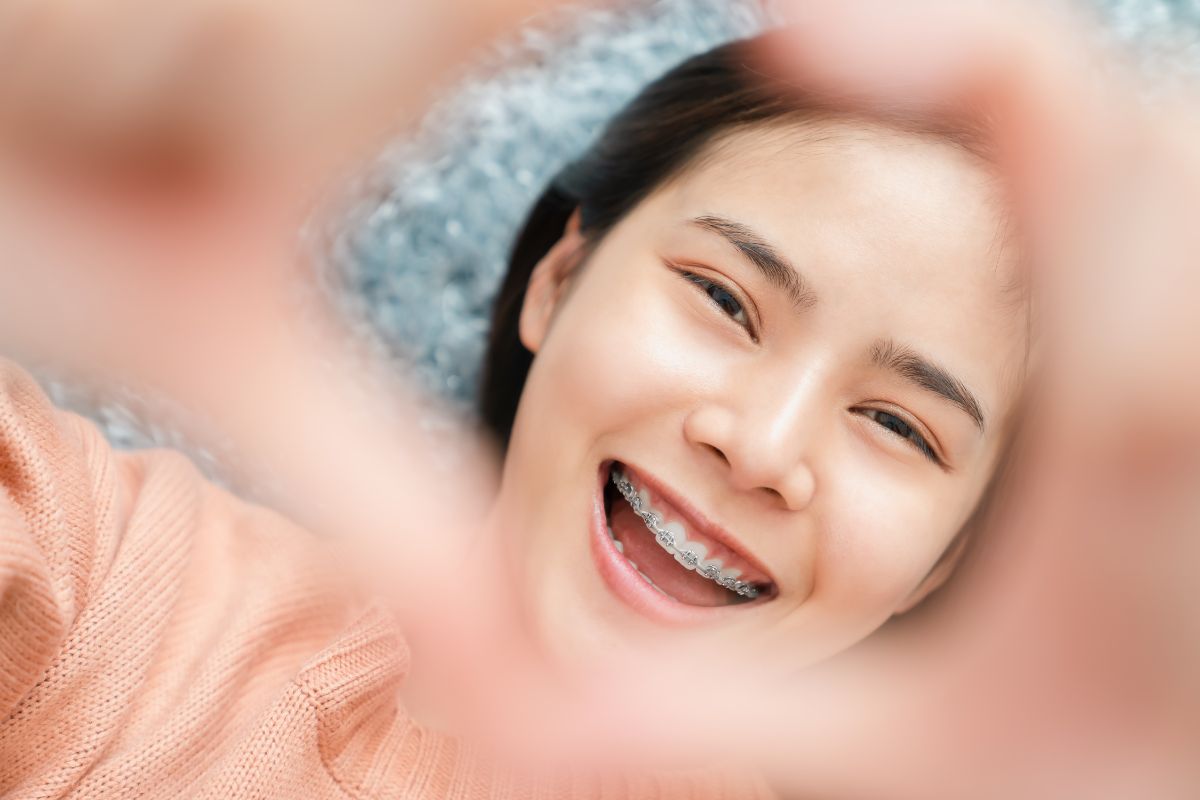 happy woman with braces