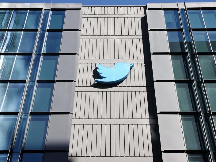 Twitter logo on building