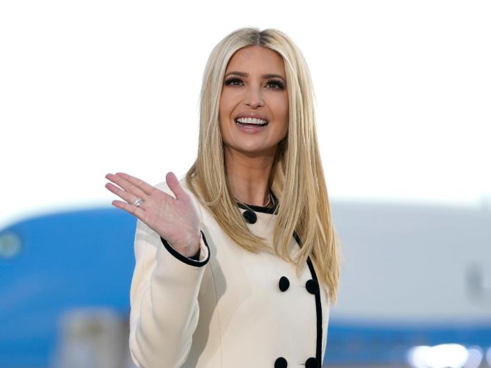 Ivanka Trump arrives at Joint Base Andrews in Maryland in January 2021.