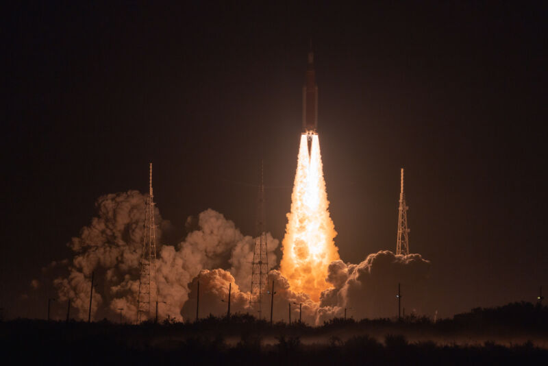 NASA's Space Launch System rocket lifts off Wednesday morning from the Kennedy Space Center.
