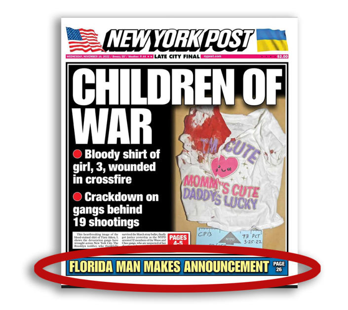 The front cover of Wednesday's New York Post.  (NYP)