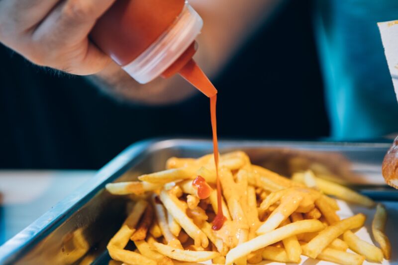 Taking those few last globs of ketchup out of the bottle can lead to unexpected splashing.