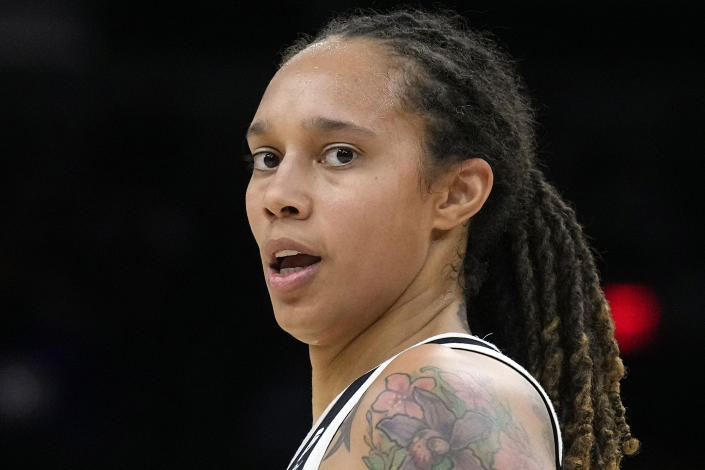 Brittney Griner during a WNBA game.