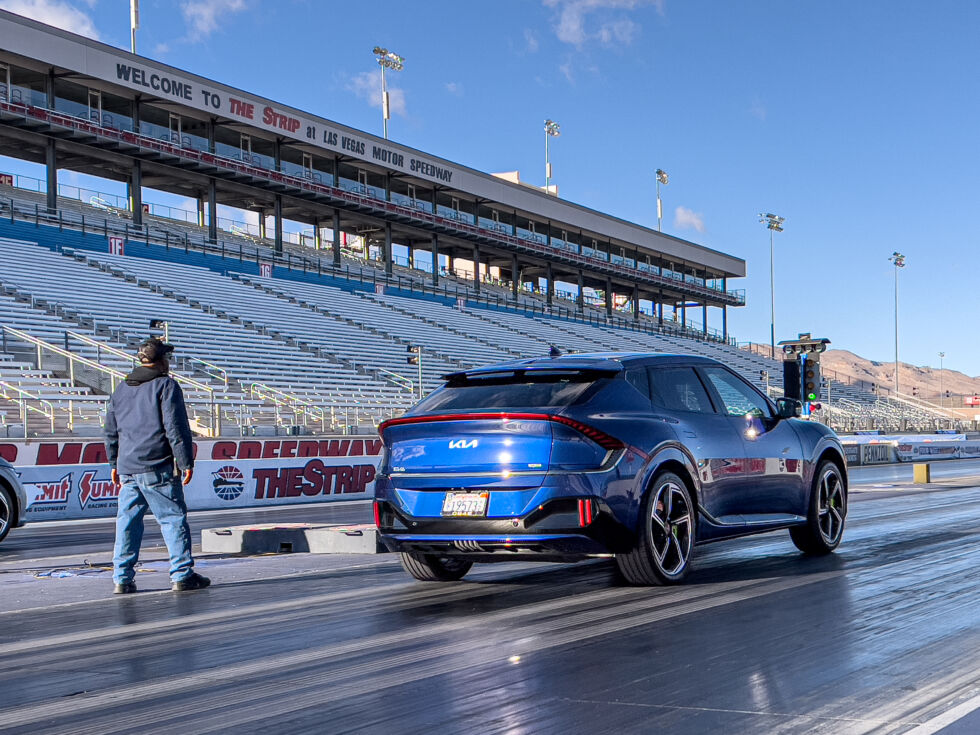 I ran the drag strip twice and got ETs of 11,557 and 11,587 without much trouble.  And the cars seemed capable of handling repeated trips.