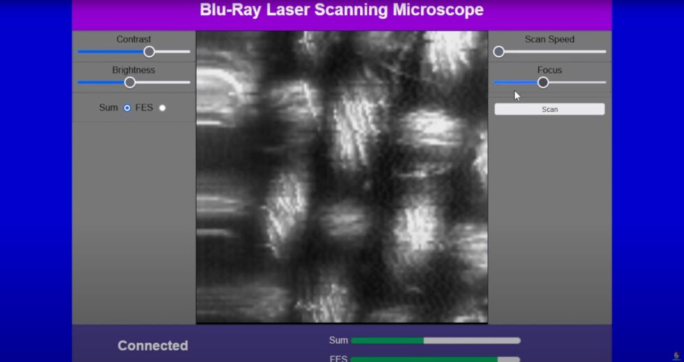 The image that Doctor Volt's microscope captured of the piece of cloth.  They adjust the image through a Java-based browser interface.