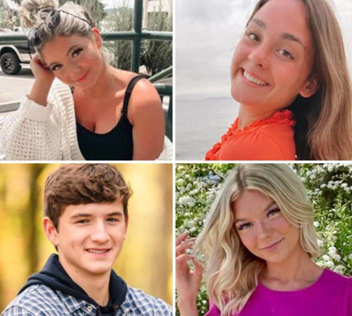 The four University of Idaho students stabbed to death in November were Kaylee Goncalves, top left;  Xana Kernodle, top right;  Ethan Chapin, lower left;  and Madison Mogen, lower right.