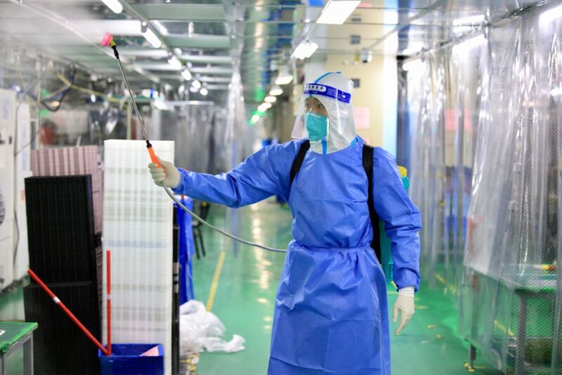 disinfect in foxconn factory