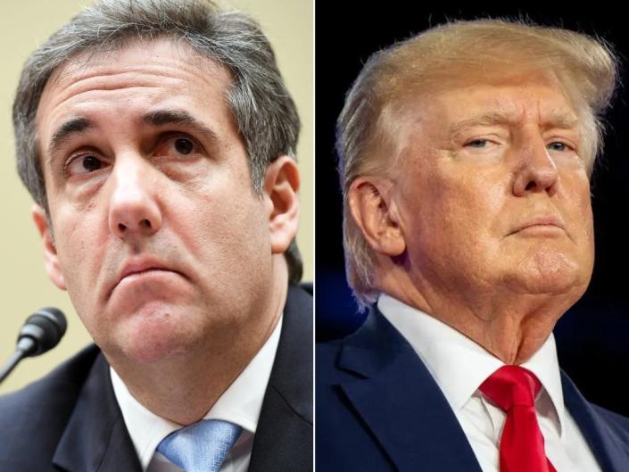 A composite image of Michael Cohen (left) and Donald Trump