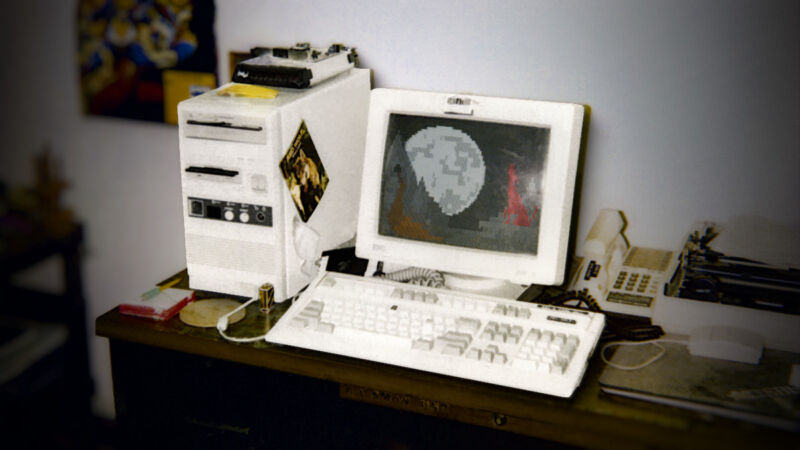 Benj Edwards' BBS computer with The Cave in 1994.