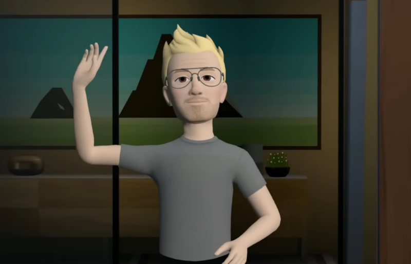 Artistic representation of Carmack's VR avatar waving goodbye to Meta.