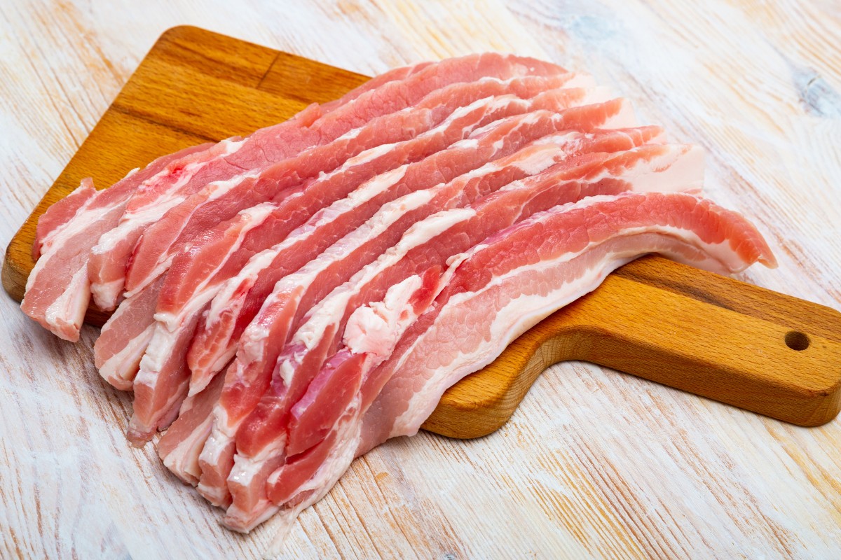 Raw bacon steak