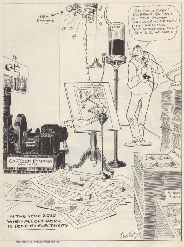 A 1923 cartoon by H. T. Webster with caption 