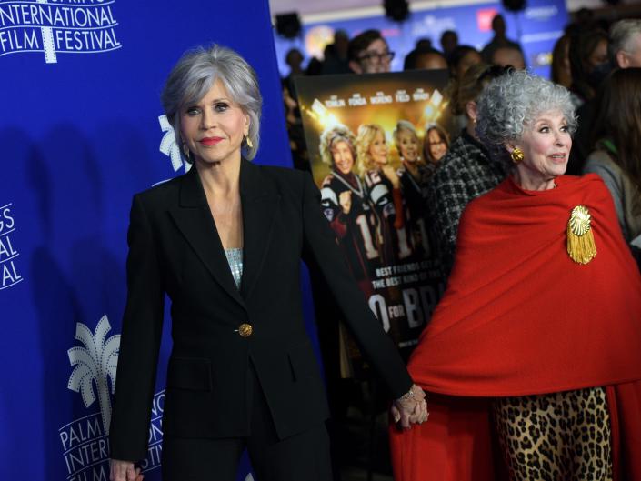 Jane Fonda and Rita Moreno attend the opening night world premiere of '80 For Brady' at the 34th Annual Palm Springs International Film Festival on January 6, 2023.