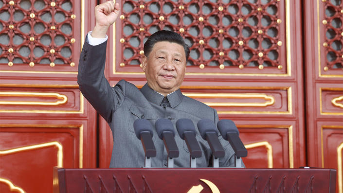 Chinese leader Xi Jinping gives a speech