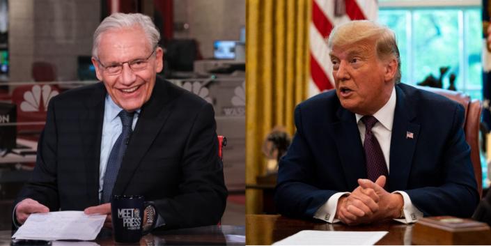 Washington Post reporter Bob Woodward and former President Donald Trump.