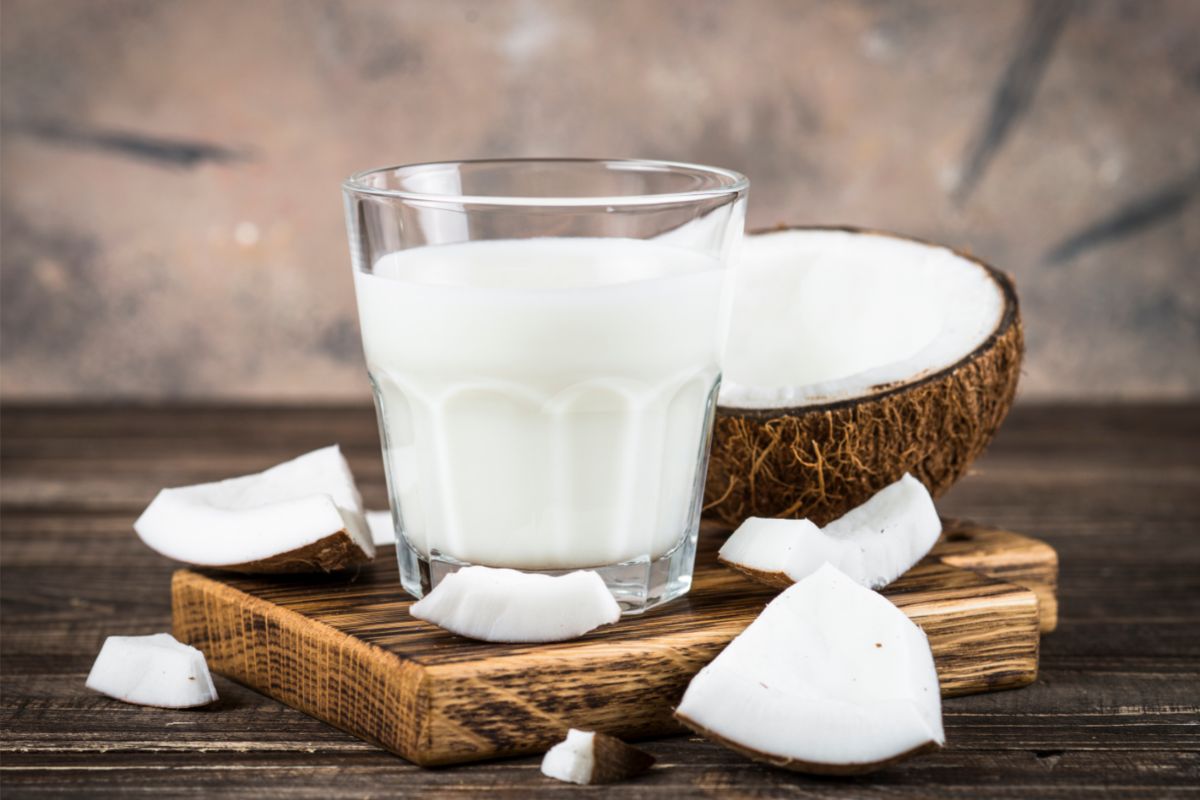 Coconut milk in a glass