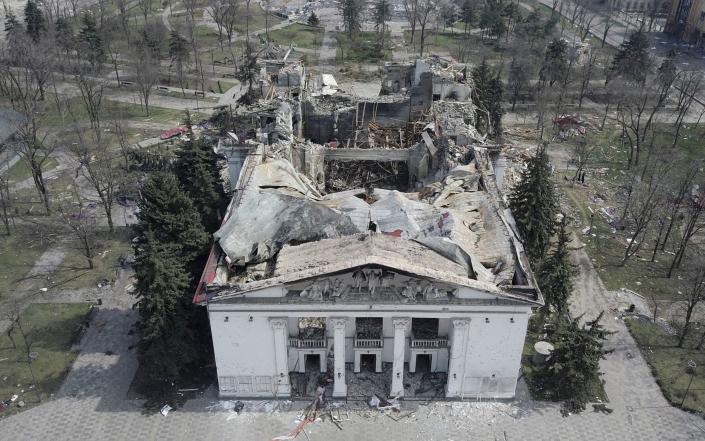 A view of the damage to the Mariupol Theater on April 10, 2022. - REUTERS/Pavel Klimov