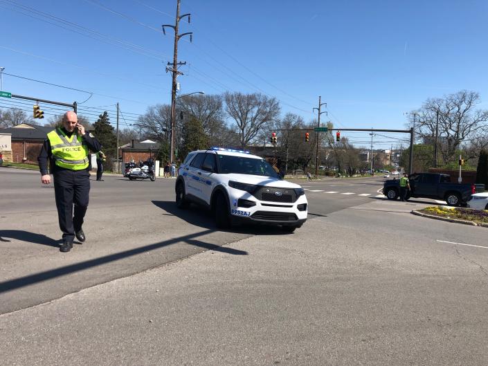 Harold Burke, commanding officer with MNPD, is seen near the site of Covenant School after a shooting incident on Monday, March 27.