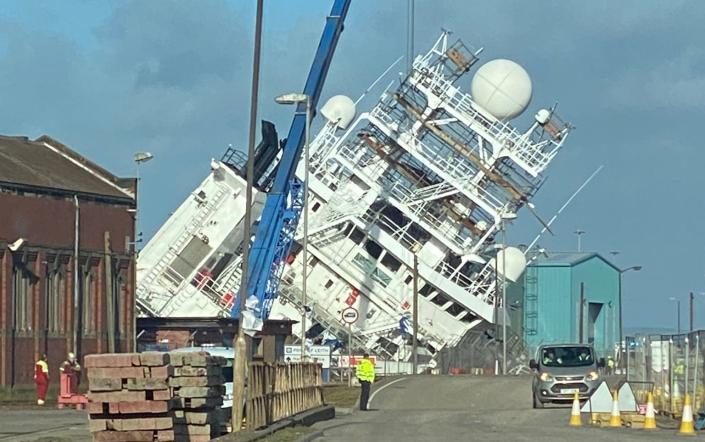 Ship overturns in Leith dry dock, injuring several