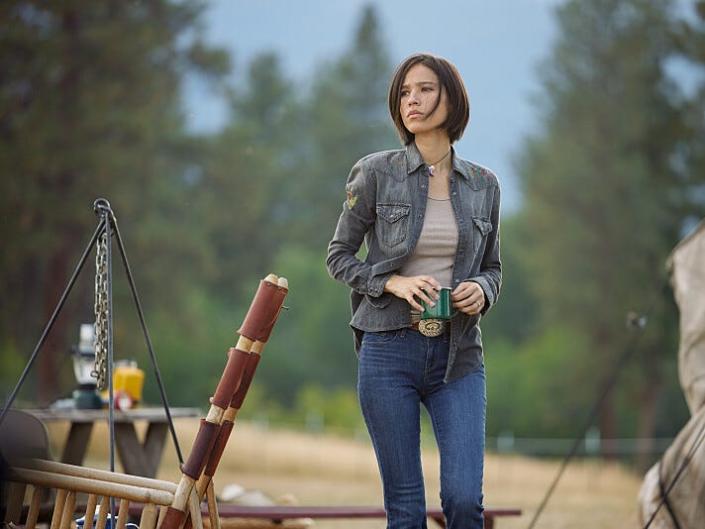 Kelsey Asbille as Monica Dutton in season five of 'Yellowstone'.