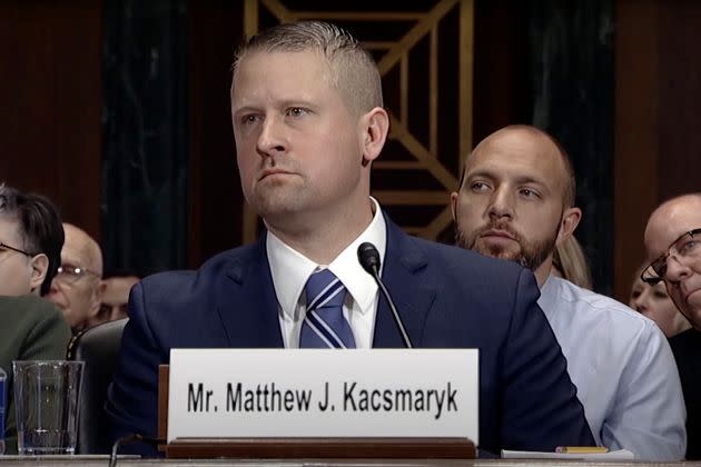 In this image from a Senate Judiciary Committee video, Matthew Kacsmaryk listens during his confirmation hearing before the Senate Judiciary Committee on Washington's Capitol Hill, on Dec. 13, 2017. Kacsmaryk, a Texas judge who sparked a legal storm with an unprecedented stoppage ruling of the approval of the nation's most common method of abortion, Friday, April 7, 2023, is a former attorney for a religious freedom legal group with a long history pursuing conservative causes.  (Senate Judiciary Committee via AP)