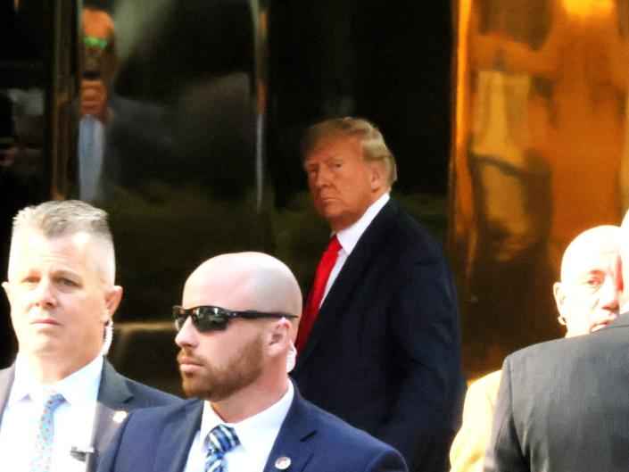 Former President Donald Trump arrives at Trump Tower in New York City on April 3, 2023.