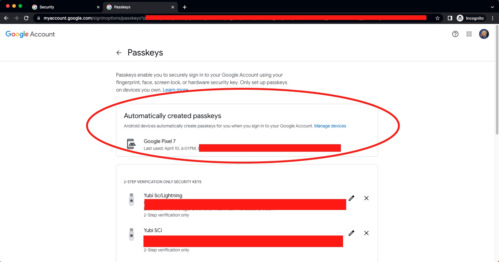 The password portion of myaccount.google.com with a password was automatically added to a Pixel 7.