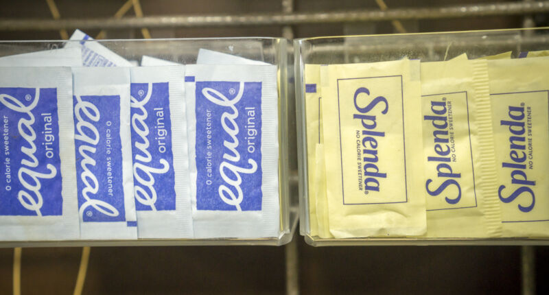 Packets of Equal and Splenda at a New York coffee shop in 2016. 